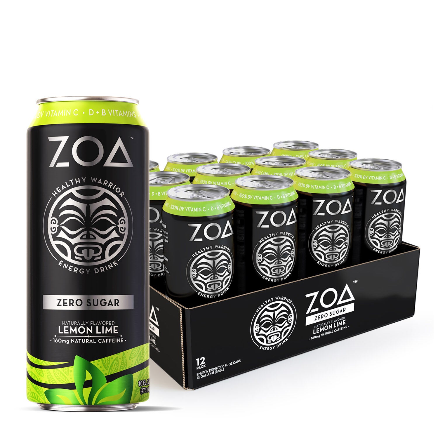 ZOA Sugar Free Energy Drink Lemon Lime Case by Dwayne The Rock Johnson